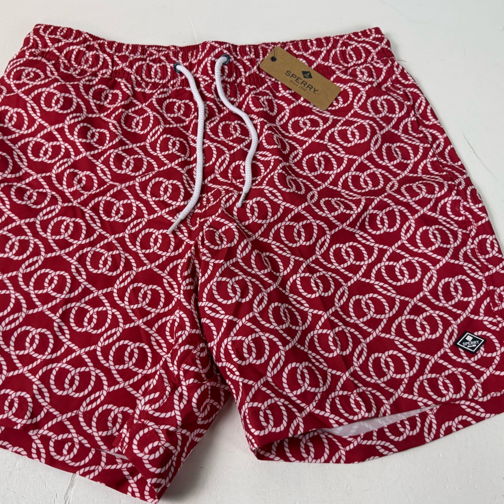 Sperry Geometric Volley Nautical Rope Print Swim Board Shorts Trunks NWT New